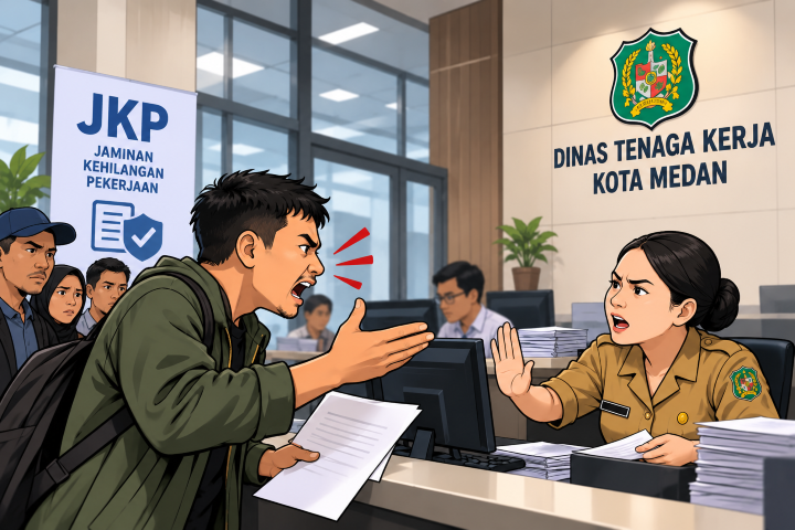 Urusan JKP Berujung Cekcok, Pekerja Sebut Disnaker Medan Tidak Berpihak